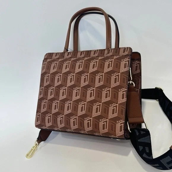 KARL LAGERFELD PARIS Maybelle Zip Top Satchel Shoulder Bag in Brown